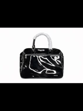 Black Patent Tote Bag with Top Handles